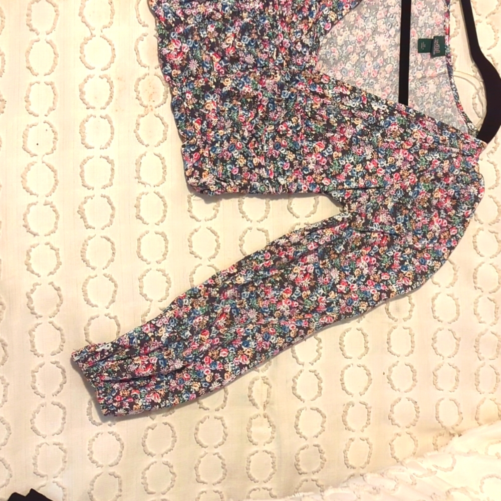 Mid Long sleeve Flower Print Top